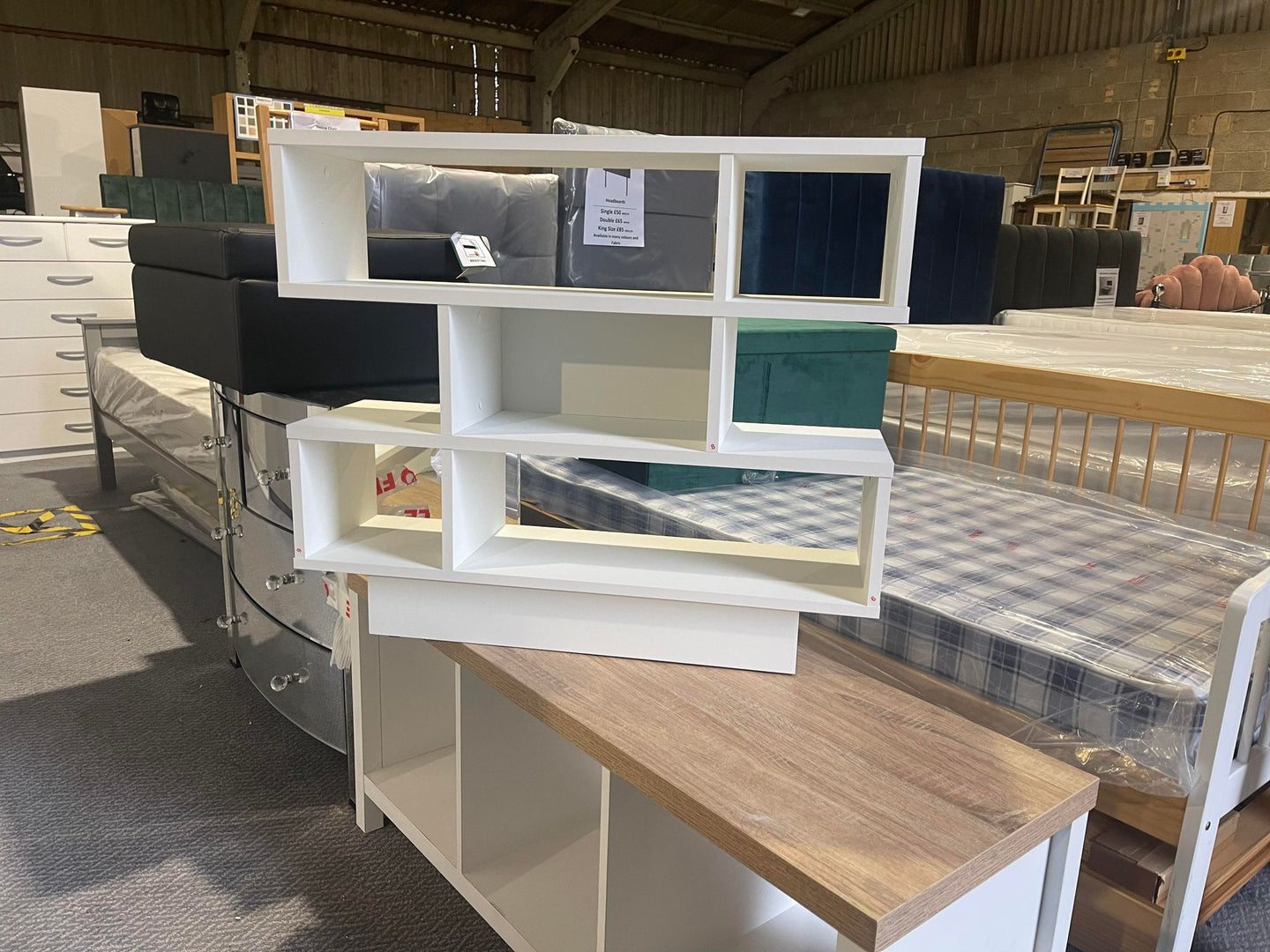 Assembled Cubes Short Shallow Shelving Unit - White
